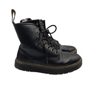 Dr. Martens Zavala Women's Size 7 Black Leather Combat Boots Lace Up Rubber